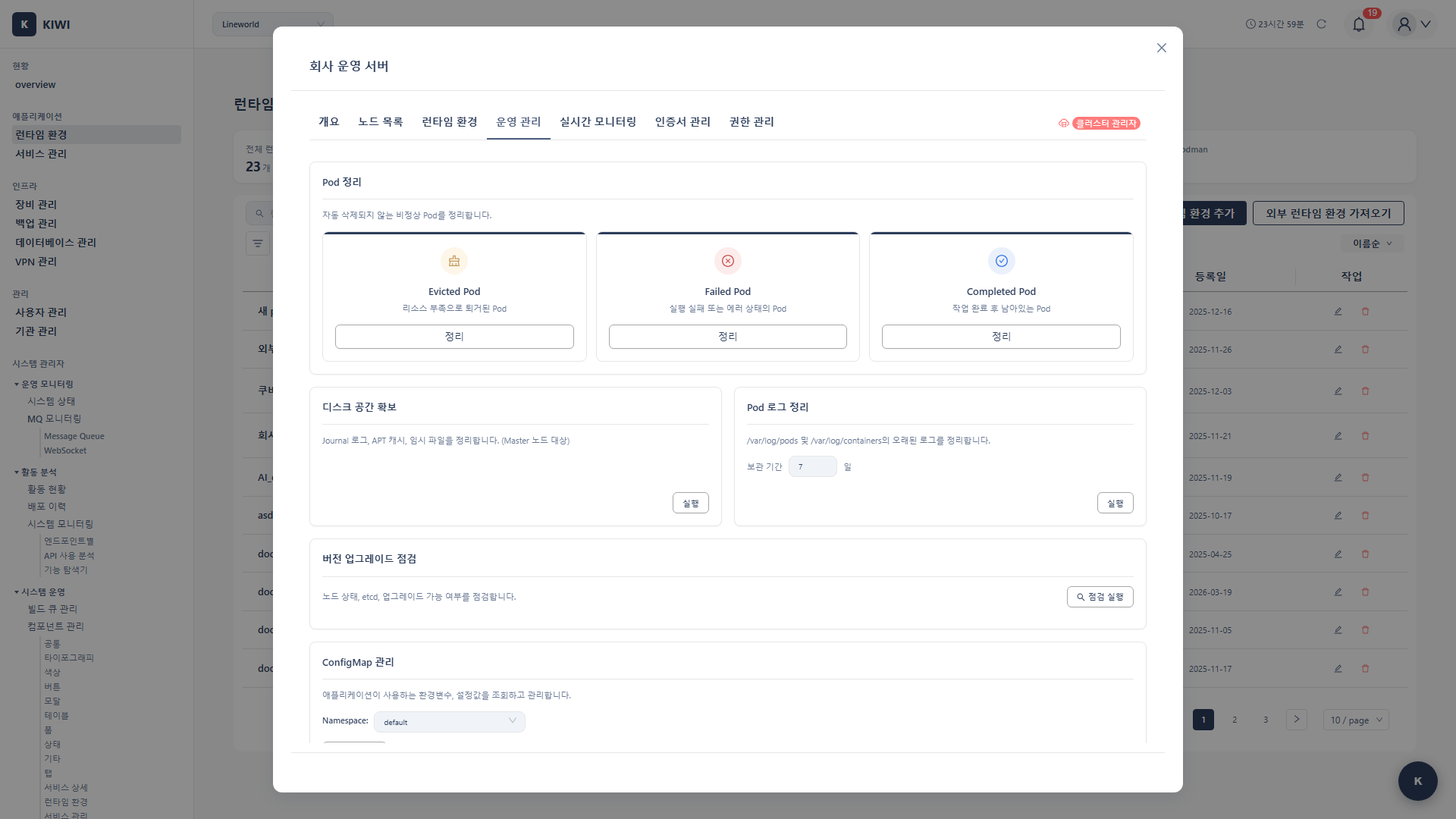 K8s Operations Management Tab